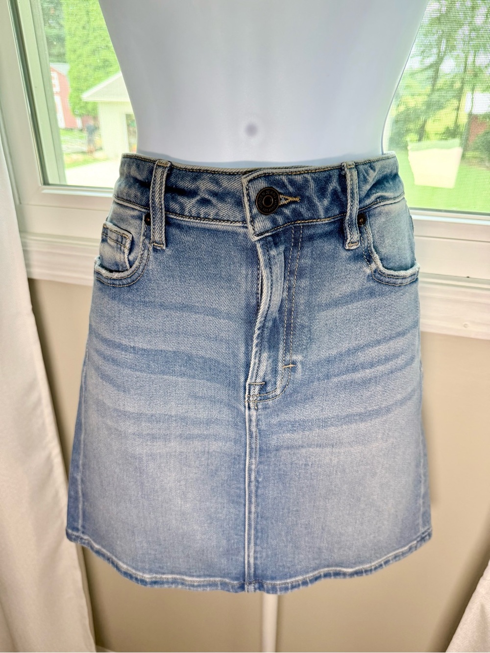 Light Wash Denim Mini Skirt - Women's